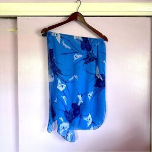 Blue Floral Women's Swim Sarong Sz Large/XL